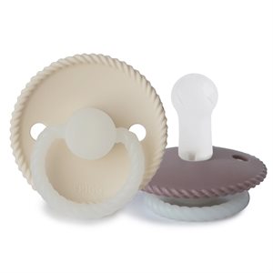 FRIGG Rope - Round Silicone 2-Pack Pacifiers - Cream Night/Twilight Mauve Night - Size 2
